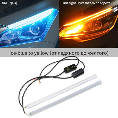 2 ΤΕΜ 30 CM 60 CM Κόκκινο κίτρινο Switchback Ευέλικτη λωρίδα LED DRL Φως πορείας ημέρας Προβολείς μοτοσικλέτας Εφεδρικά πίσω φώτα φρένων