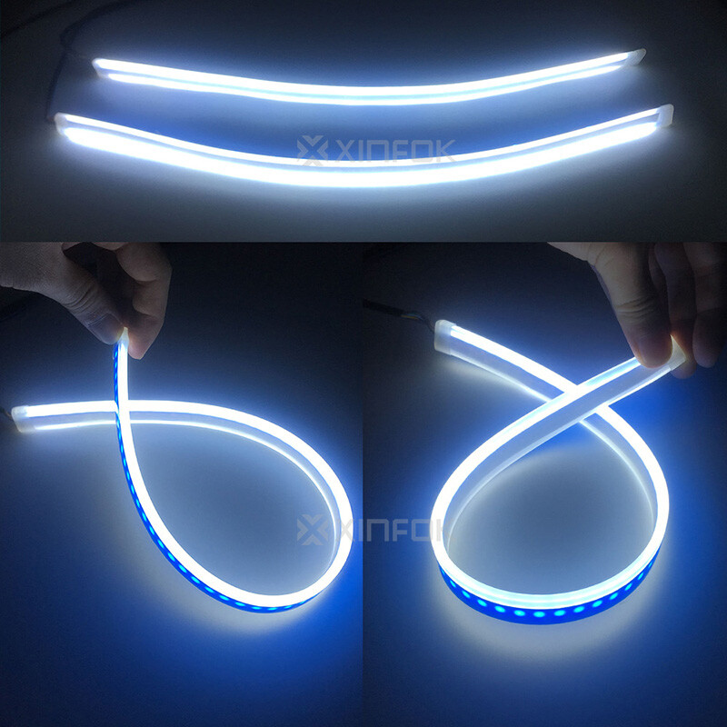 2 buc 30 cm 60 cm roșu galben Switchback bandă LED flexibilă DRL lumini de zi pentru motociclete faruri frână de rezervă lumini spate