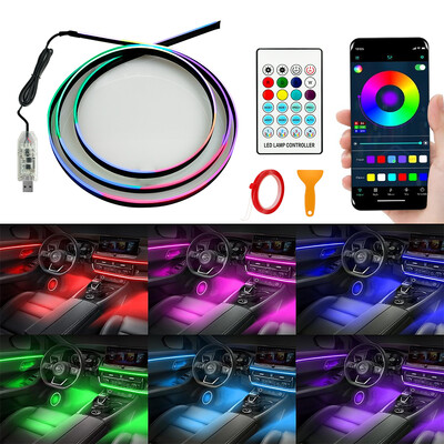 Streamer Car Ambient Lights RGB 64 Color Universal LED Εσωτερικό Κρυφό Ακρυλικό Λάμπα Συμφωνικής Ατμόσφαιρας