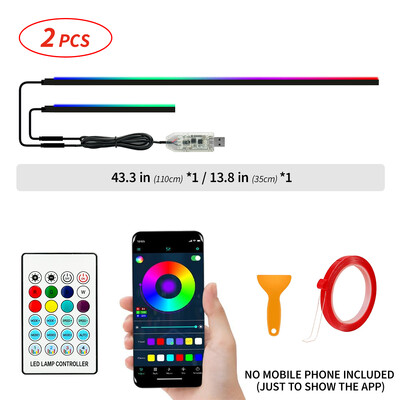 „Streamer“ automobilio aplinkos apšvietimas RGB 64 spalvų universalus LED salonas, paslėpta akrilo juostelė, simfoninė atmosferos lempa