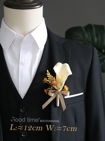 GT Silk Corsages Μπουτονιέρες Στολισμός Γάμου Γάμος Ροζ Λουλούδια Καρπού για Καλεσμένους χρυσό