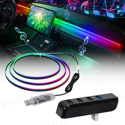 Vgetting USB automobilio aplinkos apšvietimas Universal APP LED Symphony RGB atmosferos lempos pirštinių dėžutės išplėtimo dokas, skirtas Tesla Model 3 YSX