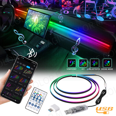 140/55,1 hüvelykes autós környezeti világítás 2 az 1-ben univerzális LED Symphony RGB légköri lámpa USB APP távirányító Tesla Model 3 YSX-hez