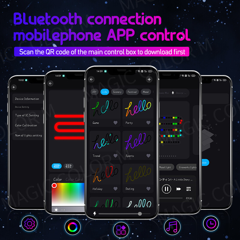 Vgetting 140/55,1 ιντσών Φώτα περιβάλλοντος αυτοκινήτου 2 σε 1 Universal LED Symphony RGB Atmosphere Lamp Τηλεχειριστήριο USB APP για Tesla Model 3 YSX