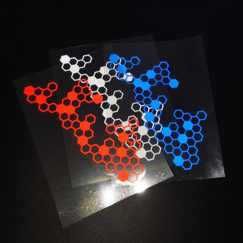 Αυτοκόλλητα μπροστινού πάνελ μοτοσικλέτας Τροποποίηση αδιάβροχο κυψελωτό ανακλαστικό αυτοκόλλητο