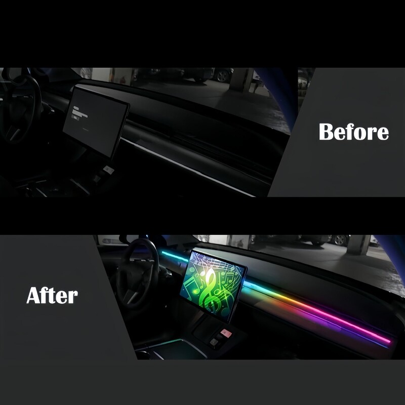„Symphony“ LED automobilio aplinkos apšvietimas, visos spalvos srautas, universalus LED salonas, paslėpta akrilo juostelė, atmosferos lempos, programų valdymas
