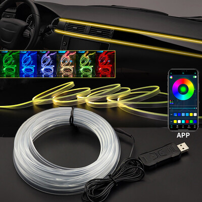 1/2/3/4/5M Εσωτερικό αυτοκινήτου RGB LED Light strip Ambient Neon Invisible Light USB Optic Atmosphere Lamp υποστήριξη APP Control