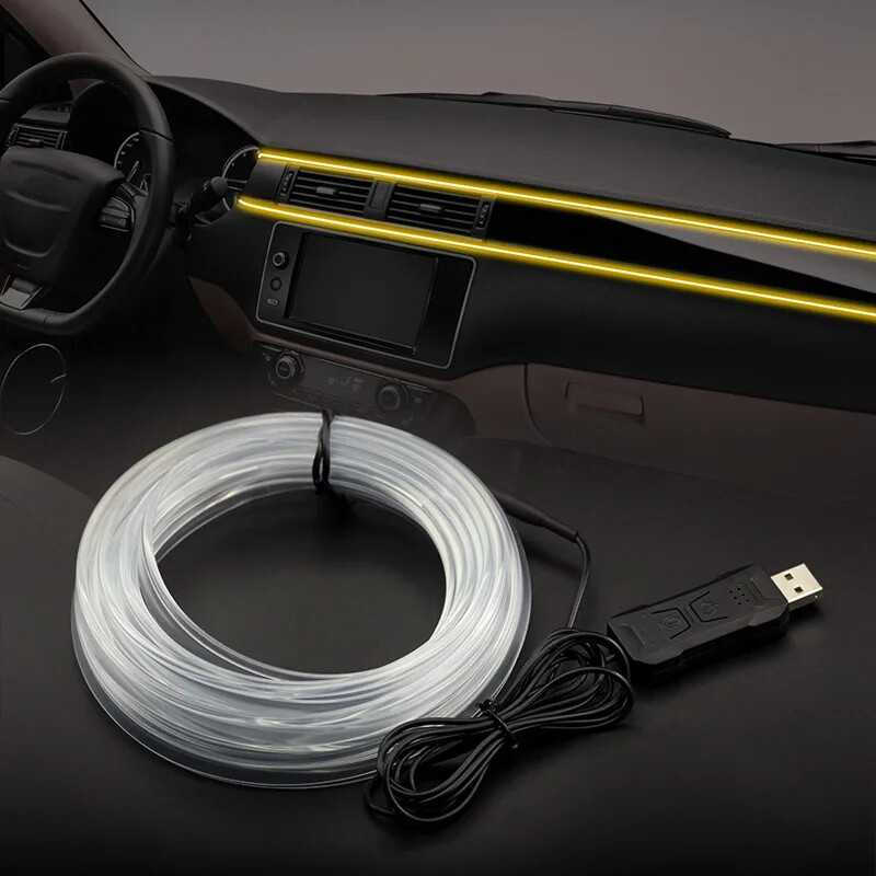 1/2/3/4/5M unutrašnjost automobila RGB LED svjetlosna traka Ambijentalna neonska nevidljiva svjetlost USB svjetlovodna svjetlosna atmosferska svjetiljka podrška APP Control