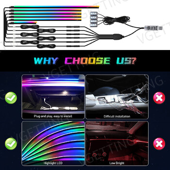 Vgetting For Tesla Model 3 YSX Car Ambient Lights 10 in 1 Footwell Universal RGB Atmosphere Lamps USB APP Remote αναπτήρας πούρων