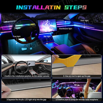 Vgetting For Tesla Model 3 YSX Car Ambient Lights 10 in 1 Footwell Universal RGB Atmosphere Lamps USB APP Remote αναπτήρας πούρων