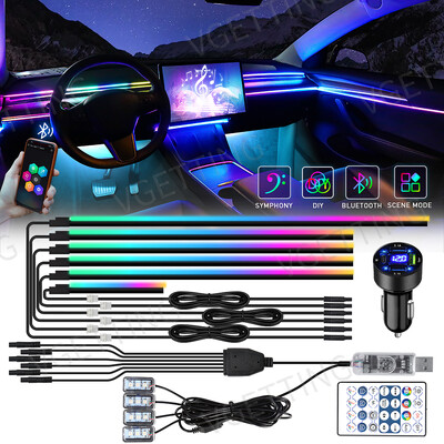 Vgetting za Tesla Model 3 YSX Ambijentalna svjetla automobila 10 u 1 Prostor za noge Univerzalne RGB Atmosferske svjetiljke USB APP Daljinski upaljač za cigarete