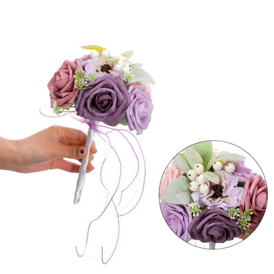 Buchet de nuntă pentru domnișoară de onoare Flori albe de mătase Trandafiri Buchet de mireasă artificială Buchet de căsătorie Accesorii de nuntă