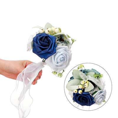 Buchet de nuntă pentru domnișoară de onoare Flori albe de mătase Trandafiri Buchet de mireasă artificială Buchet de căsătorie Accesorii de nuntă