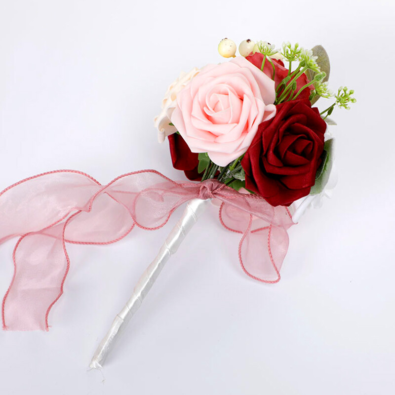 Buchet de nuntă pentru domnișoară de onoare Flori albe de mătase Trandafiri Buchet de mireasă artificială Buchet de căsătorie Accesorii de nuntă