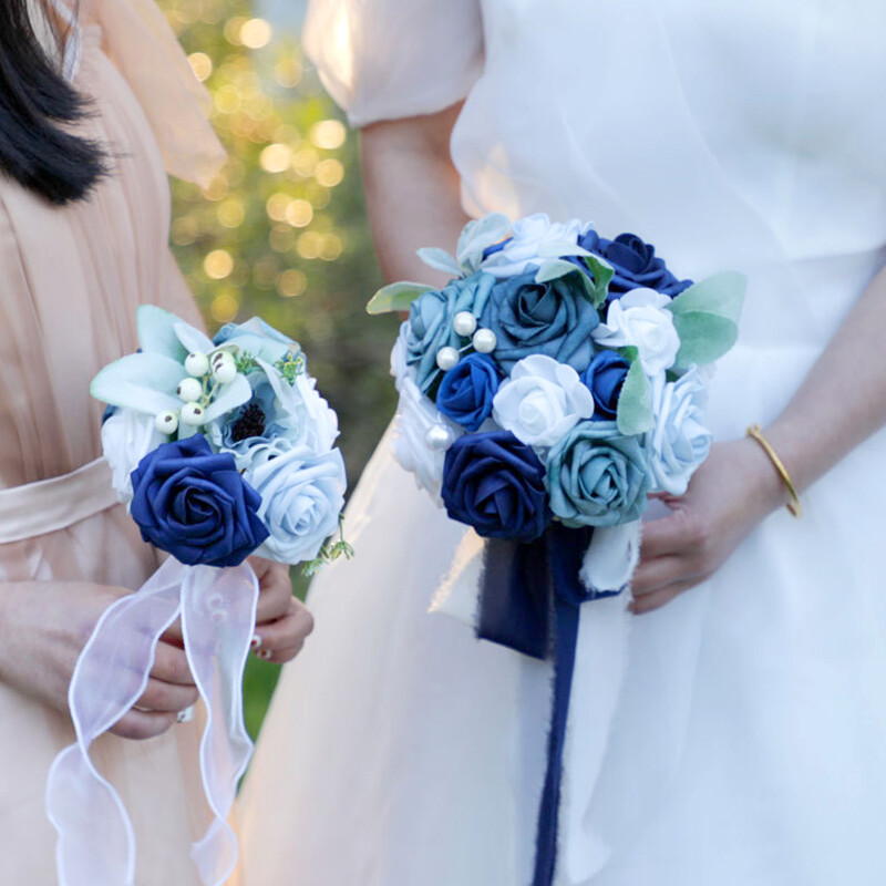 Buchet de nuntă pentru domnișoară de onoare Flori albe de mătase Trandafiri Buchet de mireasă artificială Buchet de căsătorie Accesorii de nuntă