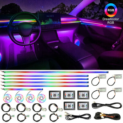 bmw-hez e90 e46 f30-hoz audi a3 a4-hez tesla 3/y-hoz Univerzális Symphony autós LED-es környezeti fény RGB neon dekorációk hangulatcsík