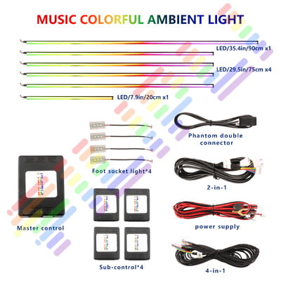 Για bmw e90 e46 f30 Για audi a3 a4 για tesla 3/y Universal Symphony Car LED Φως περιβάλλοντος RGB Neon Decorations Atmosphere Strip