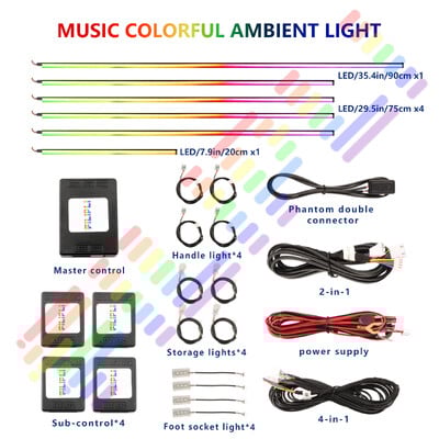 Για bmw e90 e46 f30 Για audi a3 a4 για tesla 3/y Universal Symphony Car LED Φως περιβάλλοντος RGB Neon Decorations Atmosphere Strip