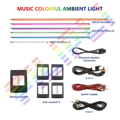 Για bmw e90 e46 f30 Για audi a3 a4 για tesla 3/y Universal Symphony Car LED Φως περιβάλλοντος RGB Neon Decorations Atmosphere Strip