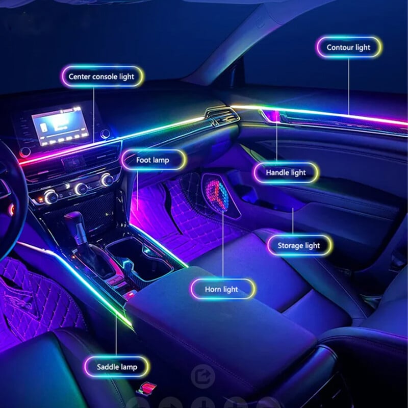 Για bmw e90 e46 f30 Για audi a3 a4 για tesla 3/y Universal Symphony Car LED Φως περιβάλλοντος RGB Neon Decorations Atmosphere Strip