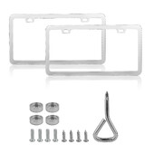 Πλαίσιο πινακίδας αυτοκινήτου από ανοξείδωτο χάλυβα Πινακίδα κυκλοφορίας αυτοκινήτου με 4 τρύπες Λεπτή σχεδίαση με μπουλόνια Καπάκια πλυντηρίου