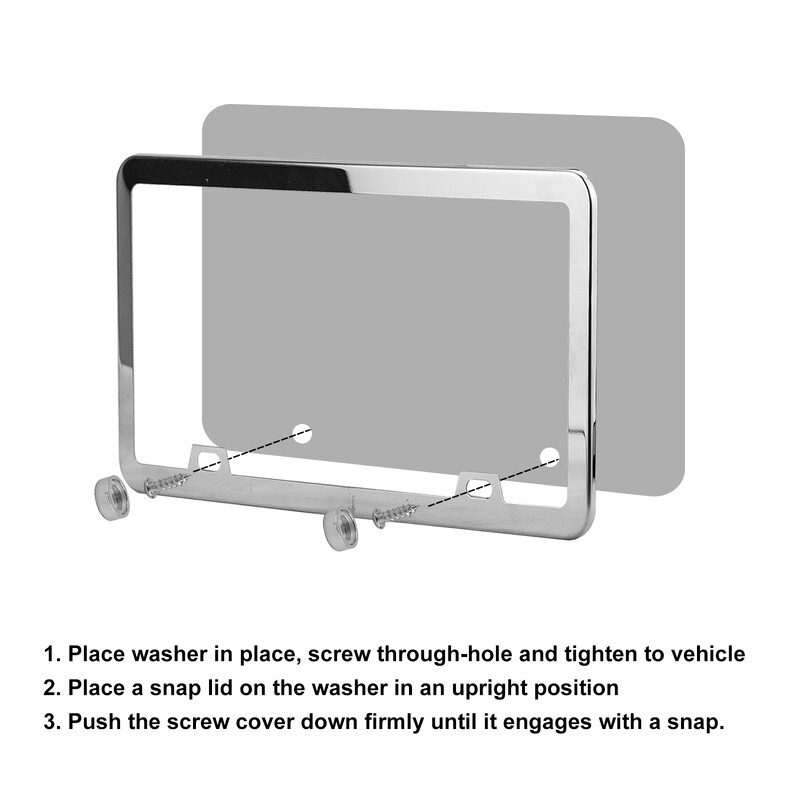Πλαίσιο πινακίδας αυτοκινήτου από ανοξείδωτο χάλυβα Πινακίδα κυκλοφορίας αυτοκινήτου με 4 τρύπες Λεπτή σχεδίαση με μπουλόνια Καπάκια πλυντηρίου