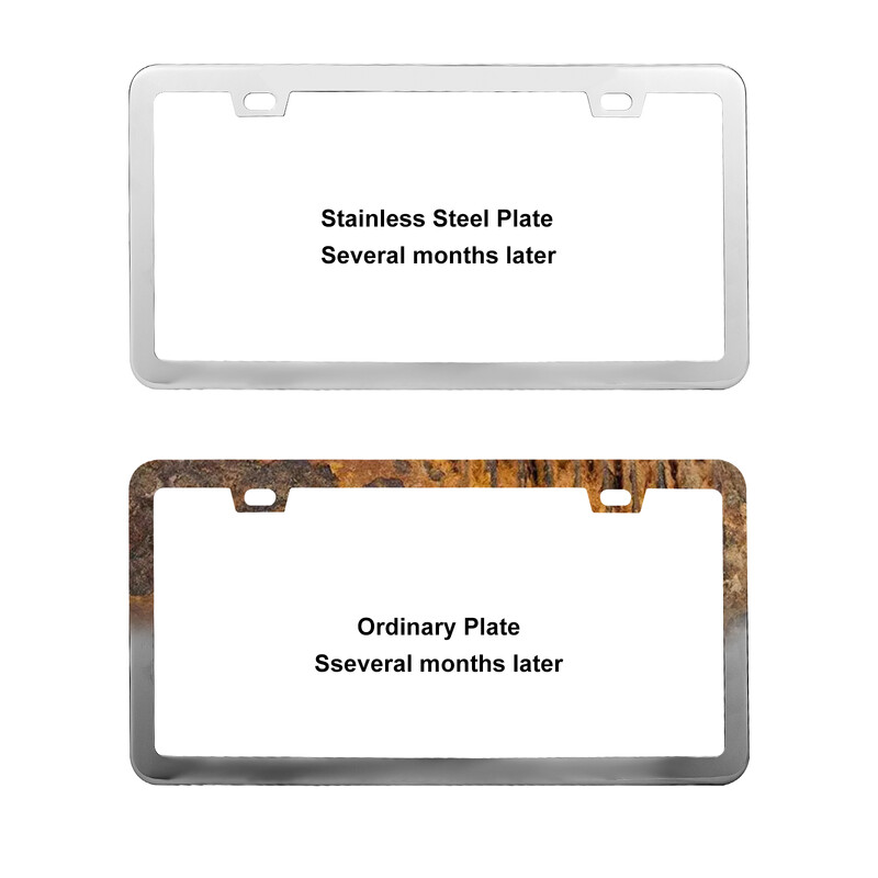 Πλαίσιο πινακίδας αυτοκινήτου από ανοξείδωτο χάλυβα Πινακίδα κυκλοφορίας αυτοκινήτου με 4 τρύπες Λεπτή σχεδίαση με μπουλόνια Καπάκια πλυντηρίου