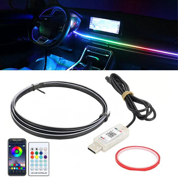 Car Ambient Lights 3in1 Universal LED Symphony RGB Atmosphere Lamp USB APP Remote for IOS Android for Tesla Model 3 YSX