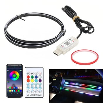 Car Ambient Lights 3in1 Universal LED Symphony RGB Atmosphere Lamp USB APP Remote for IOS Android for Tesla Model 3 YSX