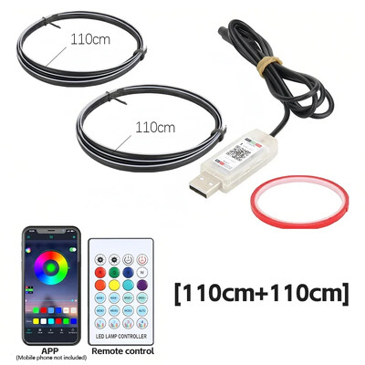 Car Ambient Lights 3in1 Universal LED Symphony RGB Atmosphere Lamp USB APP Remote for IOS Android for Tesla Model 3 YSX
