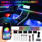 18u1 Puna boja Symphony Automobil Ambijentalno svjetlo Unutrašnjost Akrilna vodilica LED Svjetlosna traka Dekoracija Atmosferska svjetiljka ByAPP Control 6in1