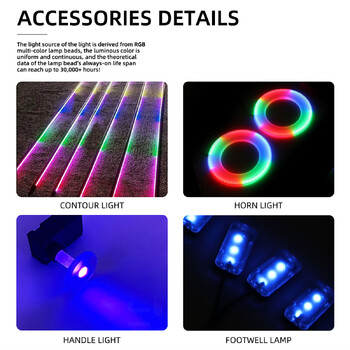 18in1 Full Color Symphony Car Ambient Light Εσωτερικό ακρυλικό Οδηγός LED λωρίδα φωτός διακόσμησης ατμοσφαιρικό φωτιστικό ByAPP Control 6in1