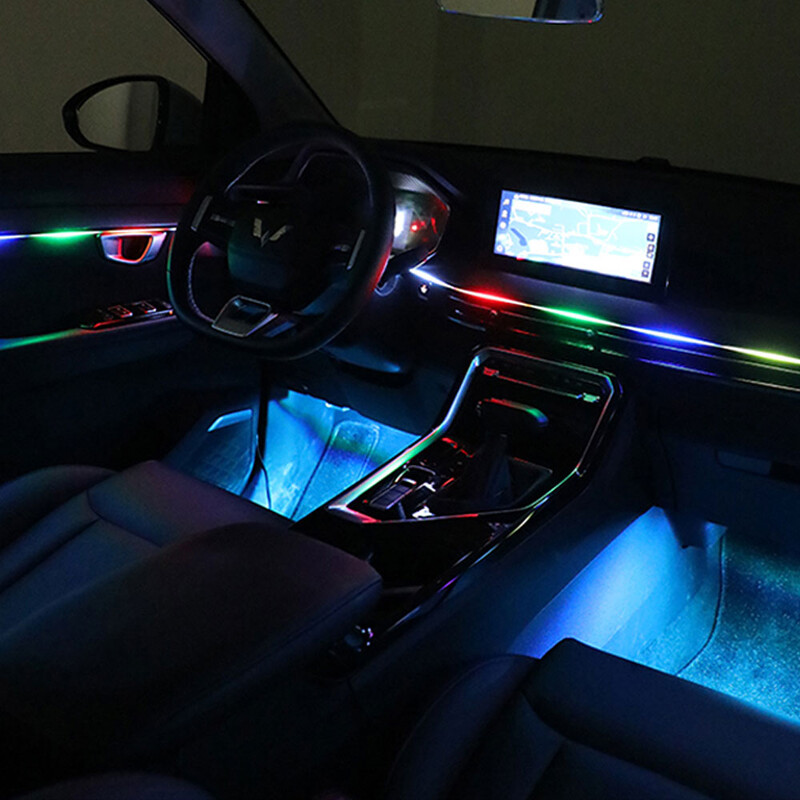 18u1 Puna boja Symphony Automobil Ambijentalno svjetlo Unutrašnjost Akrilna vodilica LED Svjetlosna traka Dekoracija Atmosferska svjetiljka ByAPP Control 6in1