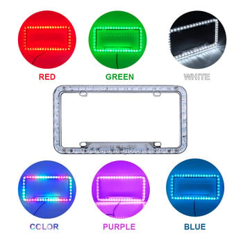 12V многоцветно LED осветление, акрил, САЩ/Канада, рамка за регистрационен номер, държач на капака на етикета за автомобили, камиони, автомобили, стайлинг