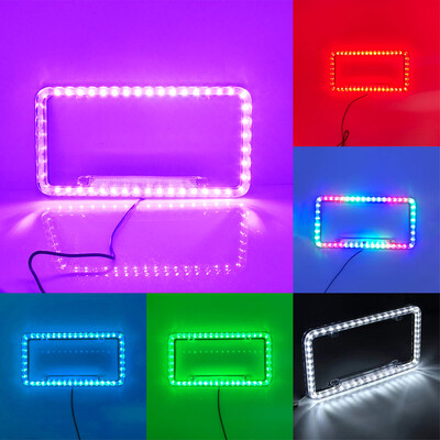 12 V daugiaspalvis LED apšvietimas akrilas JAV/Kanada valstybinio numerio ženklo rėmo etiketės dangtelio laikiklis, skirtas automobilių sunkvežimių automobilių modeliui