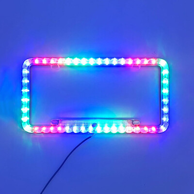 12 V daugiaspalvis LED apšvietimas akrilas JAV/Kanada valstybinio numerio ženklo rėmo etiketės dangtelio laikiklis, skirtas automobilių sunkvežimių automobilių modeliui