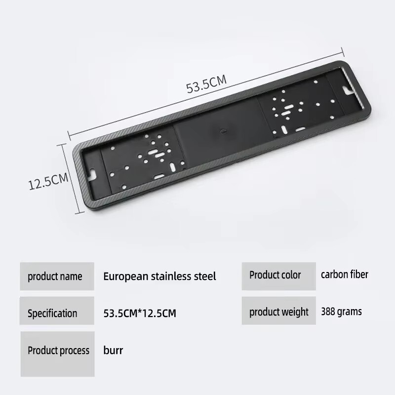 Cadru plăcuță de înmatriculare europeană Cadru plăcuță de înmatriculare față și spate din oțel inoxidabil Cadru plăcuță de înmatriculare din fibră de carbon universal