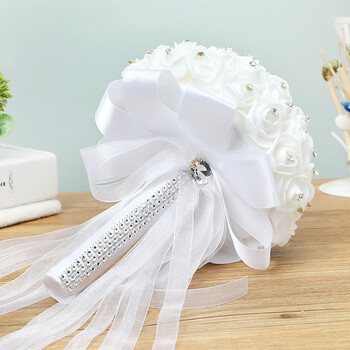 Bride Wedding Holding Flowers Foam Simulation Flower Λευκό τριαντάφυλλο Μπουκέτο Κορεάτικος Γάμος