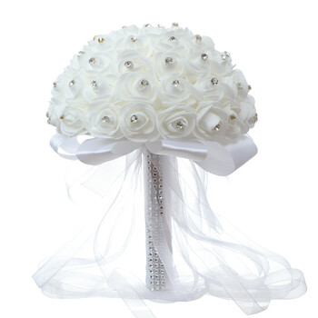 Bride Wedding Holding Flowers Foam Simulation Flower Λευκό τριαντάφυλλο Μπουκέτο Κορεάτικος Γάμος