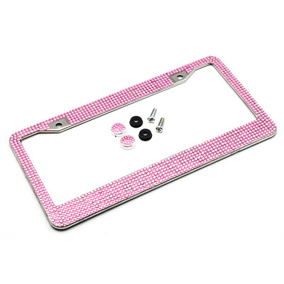 Κάλυμμα ετικέτας πλαισίου πινακίδας αυτοκινήτου Ανοξείδωτο ατσάλι Bling Glitter Κρυστάλλινο στρας φορητό ανθεκτικό ασήμι Universal