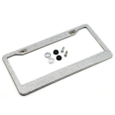 Κάλυμμα ετικέτας πλαισίου πινακίδας αυτοκινήτου Ανοξείδωτο ατσάλι Bling Glitter Κρυστάλλινο στρας φορητό ανθεκτικό ασήμι Universal