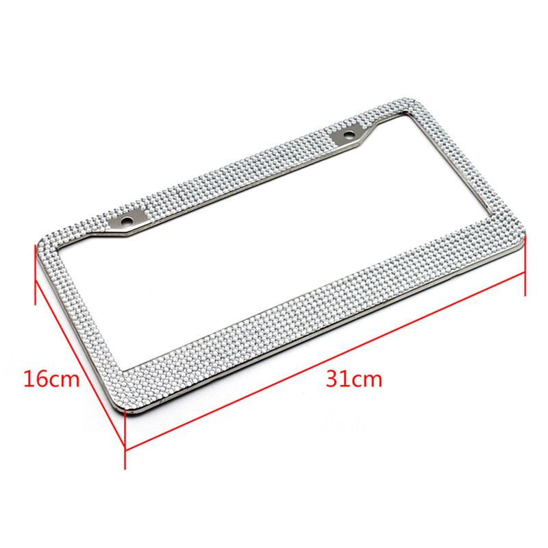 Κάλυμμα ετικέτας πλαισίου πινακίδας αυτοκινήτου Ανοξείδωτο ατσάλι Bling Glitter Κρυστάλλινο στρας φορητό ανθεκτικό ασήμι Universal