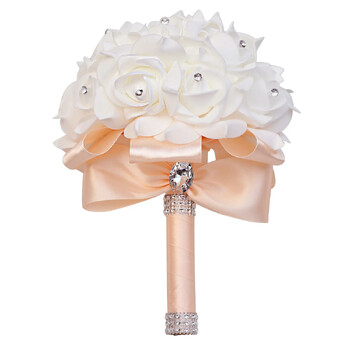 2024 Simulation Bouquet Rose Bouquet Bridal Wedding Foam Flower Ribbon Wedding