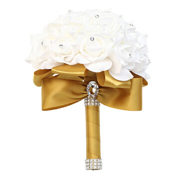 2024 Simulation Bouquet Rose Bouquet Bridal Wedding Foam Flower Ribbon Wedding