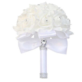 2024 Simulation Bouquet Rose Bouquet Bridal Wedding Foam Flower Ribbon Wedding