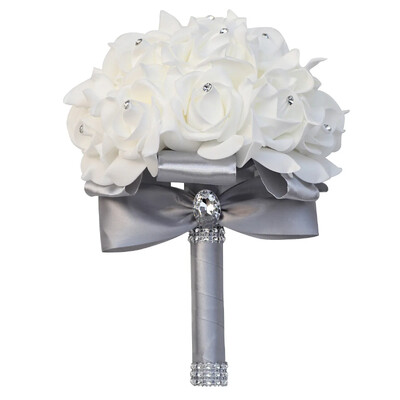 2024 Симулационен букет Букет от рози Булчинска сватба Пяна Цветна лента Сватба