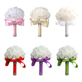 Dirbtinių gėlių rožių pamergės vestuvinės putos gėlės rožių nuotakos puokštė juostelė netikra vestuvinė puokštė Boho stiliaus