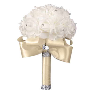 Dirbtinių gėlių rožių pamergės vestuvinės putos gėlės rožių nuotakos puokštė juostelė netikra vestuvinė puokštė Boho stiliaus