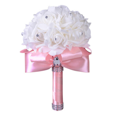 Dirbtinių gėlių rožių pamergės vestuvinės putos gėlės rožių nuotakos puokštė juostelė netikra vestuvinė puokštė Boho stiliaus