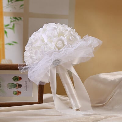 1kom buket umjetnih ručnih buketa, ljubav, prekrasan kreativni biserni dizajn, pogodan za vjenčanje mladenke i mladoženja, vjenčanje